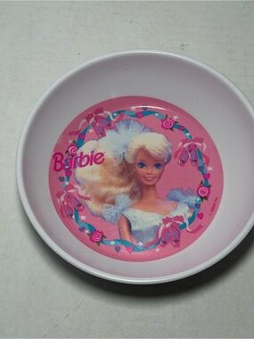 Vintage 90s Ballerina Barbie Plastic Melamine Kids Bowl